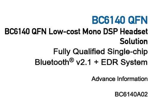 CSR BC6140 单声道降噪方案