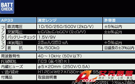AP33指针式万用表|日本三和Sanwa模拟式万用表AP-33